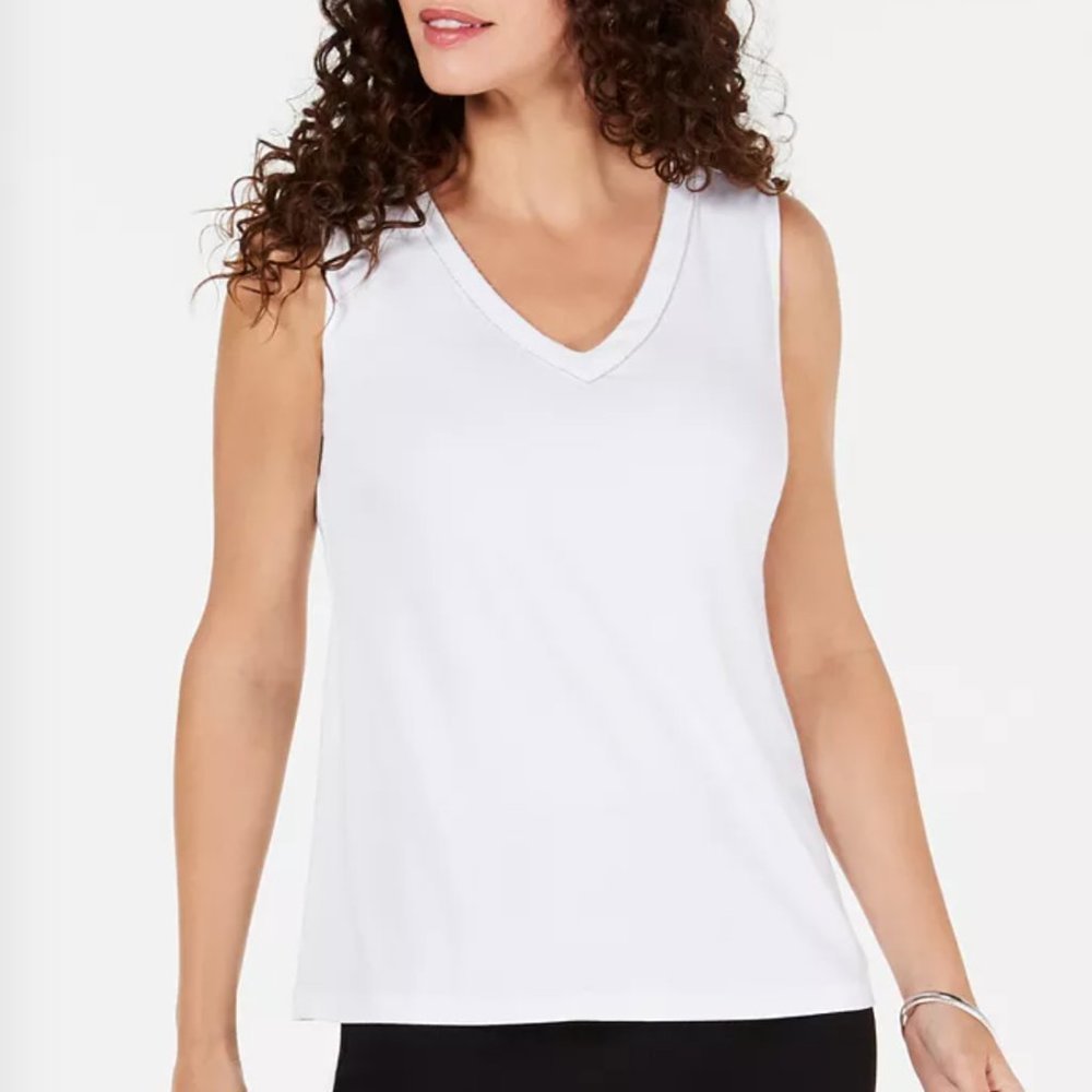 Jm Collection Silver Beaded Trim Tank Top - Picture 1 of 10